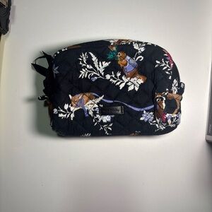 Vera Bradley Black Quilted Cosmetic Pouch with Floral & Fox Print